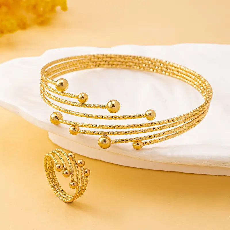 Chic Minimalist Beaded Women'S Bracelet and Ring Set