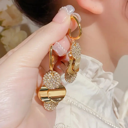 Boho-Chic Long Tassel Earrings with Sparkling Rhinestones