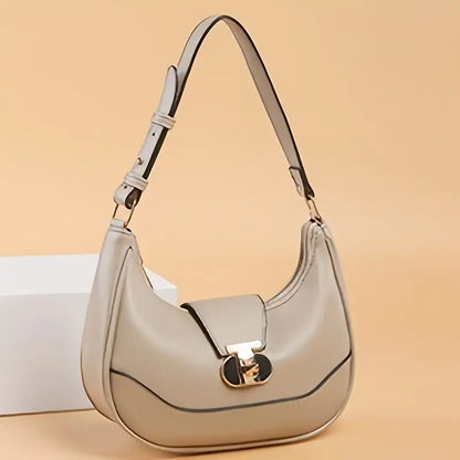 Elegant White Shoulder Tote Bag for Women, Lightweight Solid