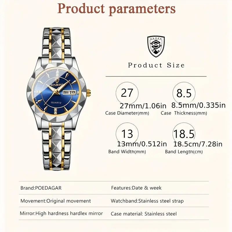 Luxury Quartz Watch - Simple, Luminous, Casual Calendar Timepiece