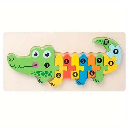 Wooden Puzzle for Kids - Fun Animal and Traffic Themed Interlocking Jigsaw