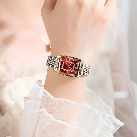 Elegant Waterproof Calendar with Date Display, Rectangular Stainless Steel Watch