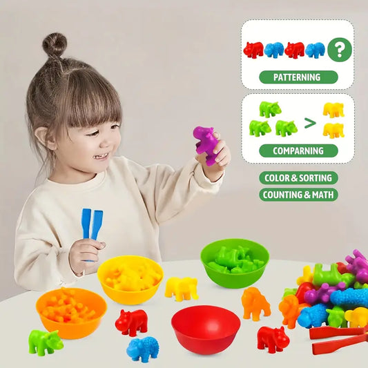 Counting Animal Toys, Matching Game with Sorting Bowl