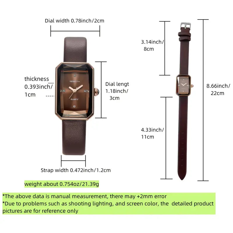 Women's Quartz Watch - Rose Golden Case & Brown PU Leather Strap