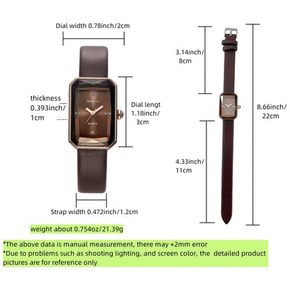 Women's Quartz Watch - Rose Golden Case & Brown PU Leather Strap