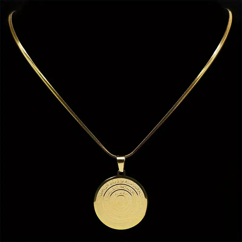 Allah Quran Arabic Letter Necklaces Chain Women Stainless Steel