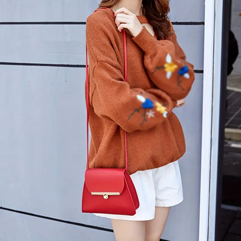 Mini Square Crossbody Bag - Synthetic Leather Tassel Shoulder Purse