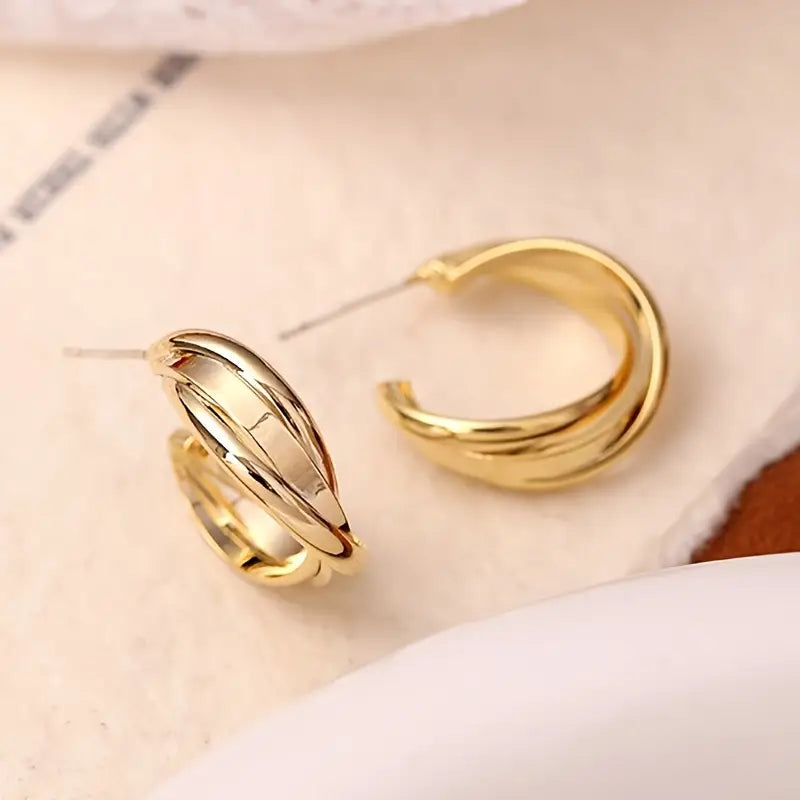 Stainless Steel Golden-Tone Hoop Earrings for Women - KC Golden Plated Anti-Fade