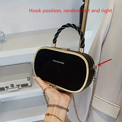 Trendy Oval Shape Chain Mini Crossbody Bag, Braided Handle Bag