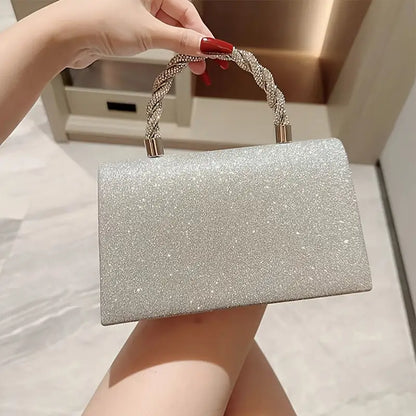Elegant Evening Clutch with Diamond-Studded Bow
