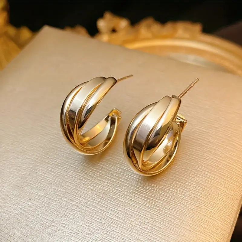Stainless Steel Golden-Tone Hoop Earrings for Women - KC Golden Plated Anti-Fade