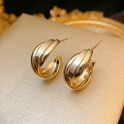 Stainless Steel Golden-Tone Hoop Earrings for Women - KC Golden Plated Anti-Fade