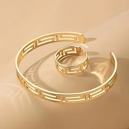 Bangel Cuff And Ring As One Set Jewelry Accessary