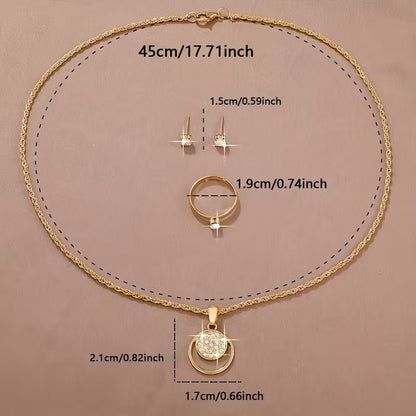 Simple and Gorgeous Women's 4pcs/SET Golden Jewelry Set
