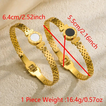 Stainless Steel Roman Numeral Bracelet with Engraved Letters Design