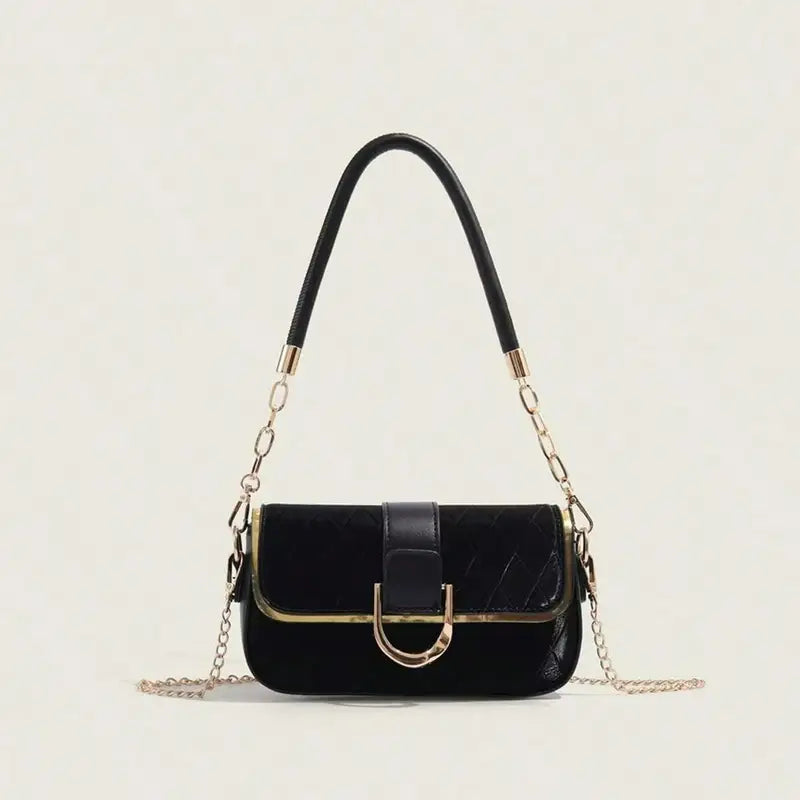Crossbody Bag with Golden-Tone Chain Strap
