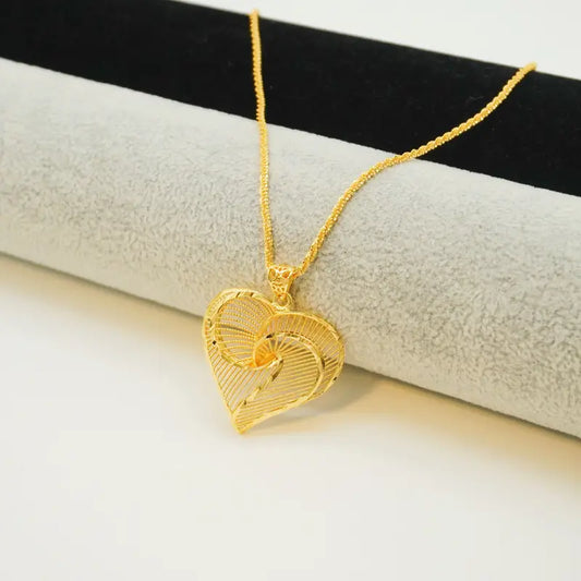 Plated Swirling Heart Pendant Necklace for Women - Matte Finish Luxury Jewelry