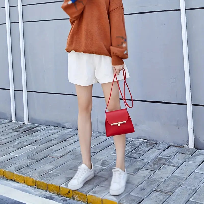 Mini Square Crossbody Bag - Synthetic Leather Tassel Shoulder Purse