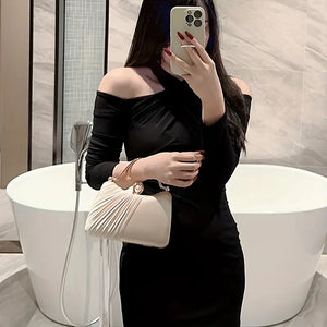 Peach Goddess Evening Clutch with Golden Accents