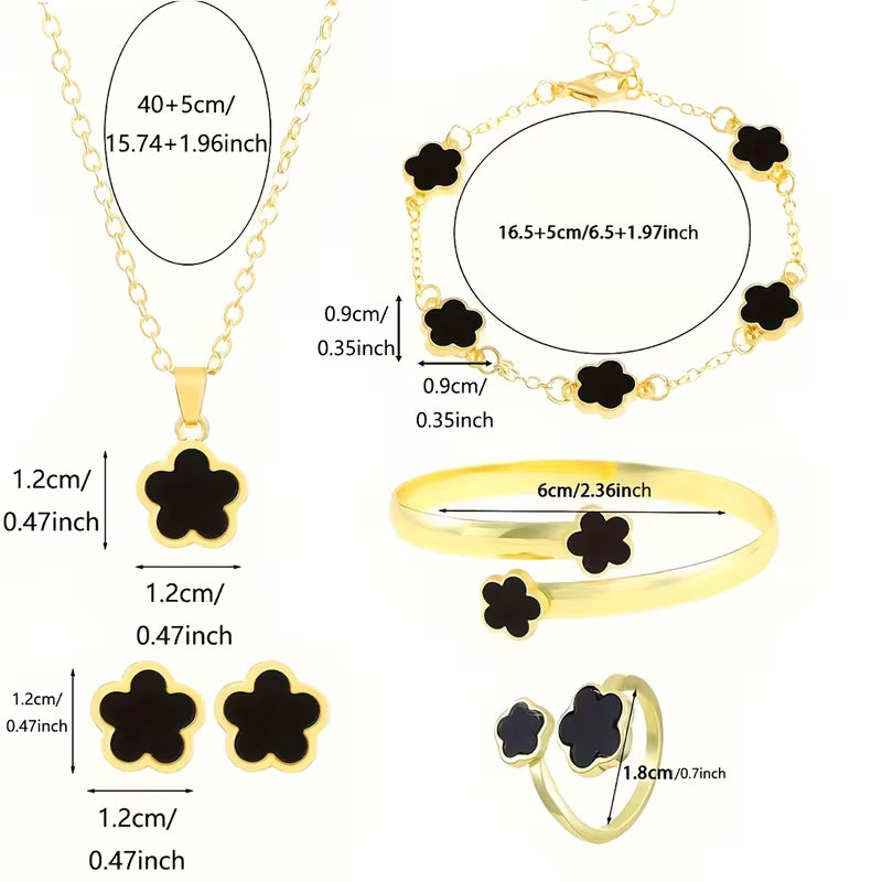 Five Petal Lucky Flower Women'S Jewelry Set