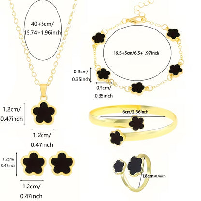 Five Petal Lucky Flower Women'S Jewelry Set
