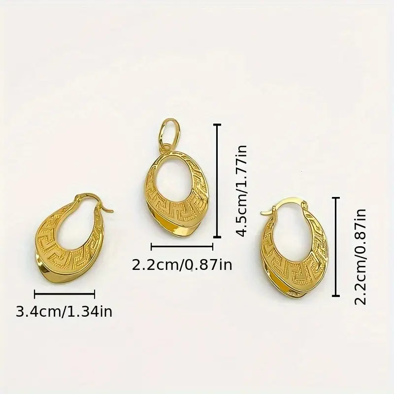 Oval Texture Classic Luxury Minimalist Women's Jewelry Set