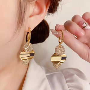 Boho-Chic Long Tassel Earrings with Sparkling Rhinestones