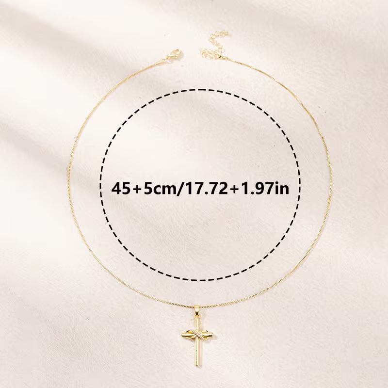 Golden Figure-8 Cross Pendant Necklace