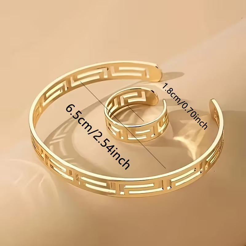 Bangel Cuff And Ring As One Set Jewelry Accessary