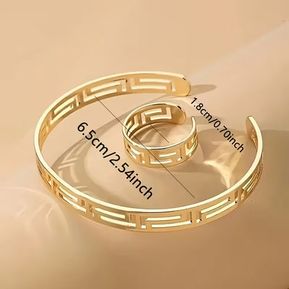 Bangel Cuff And Ring As One Set Jewelry Accessary