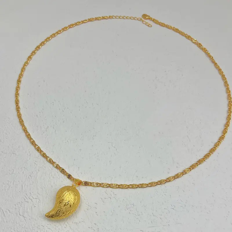 Golden-Tone Teardrop Necklace - Minimalist Dainty Chain Jewelry