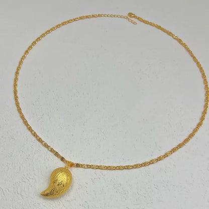 Golden-Tone Teardrop Necklace - Minimalist Dainty Chain Jewelry