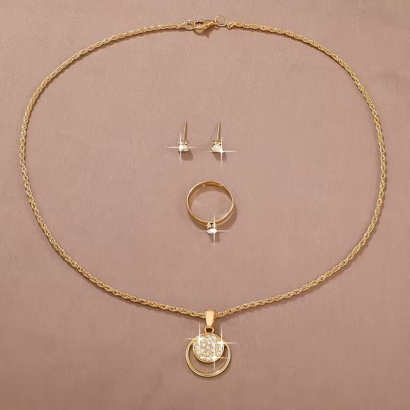 Simple and Gorgeous Women's 4pcs/SET Golden Jewelry Set