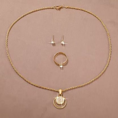 Simple and Gorgeous Women's 4pcs/SET Golden Jewelry Set