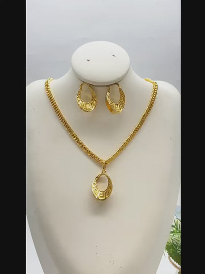 Oval Texture Classic Luxury Minimalist Women's Jewelry Set