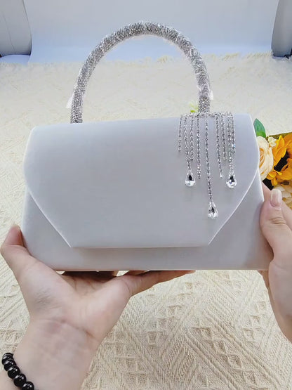 Rhinestone-Embellished Clutch with Detachable Straps