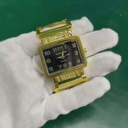 Quartz Wristwatch, Vintage Rectangular Alloy Case, Analog Display
