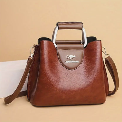 Vintage Style Synthetic Faux Leather Tote Bag with Adjustable Shoulder Strap