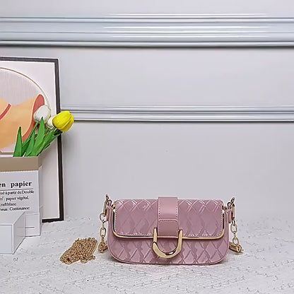 Crossbody Bag with Golden-Tone Chain Strap