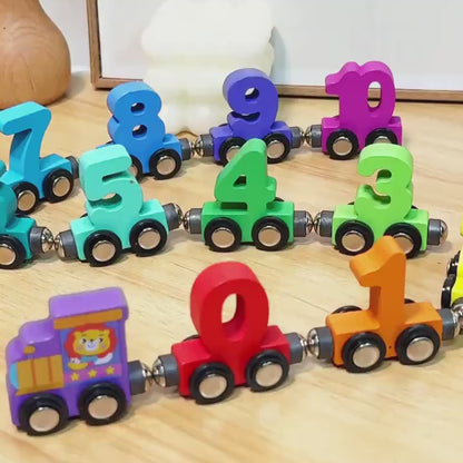 Magnetic digital train/Building block assembly car/Puzzle wooden toys