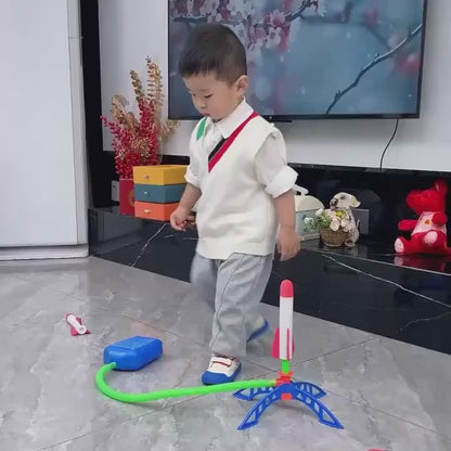 Interactive Outdoor Rocket Launch Toy Set - Manual Stepping Rocket