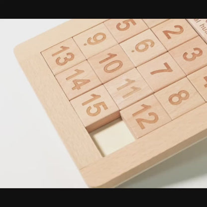 Wooden Brain Teaser Toy for Youngsters, Colorful Huarong Road Number Maze
