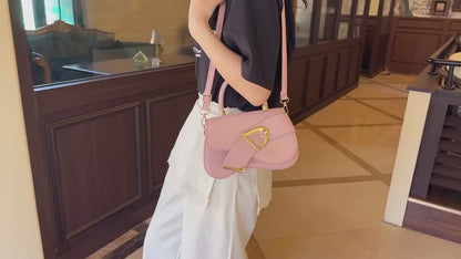 Clamshell Crossbody Bag - Purse with Adjustable Strap & Snap Closure